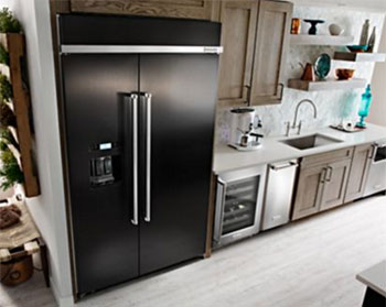 KitchenAid Black Stainless Built-In Side by Side Refrigerator with PrintShield