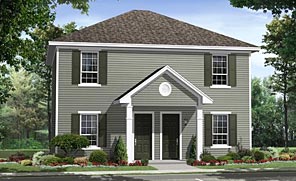Each Unit in This Super Affordable Plan Has an Eat-in Kitchen, Living Room, and Two Bedrooms