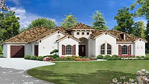 A Luxury Four-Bedroom House Plan with Mediterranean Style Perfect for Sunny Locations