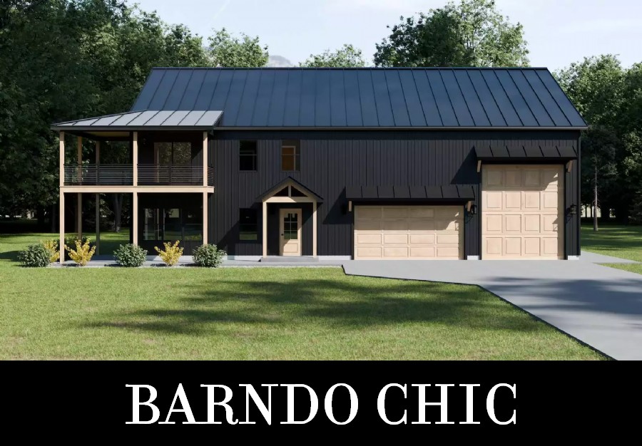 A Two-Story Rectangular Barndo with Split Bedrooms and a Huge Garage
