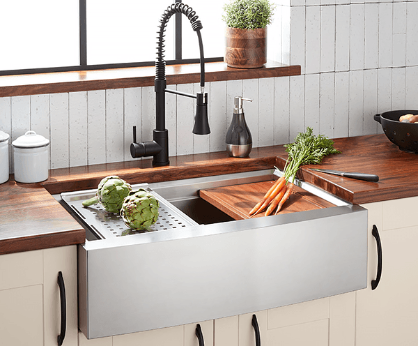 This Sink That Holds Its Own Cutting Board and Colander Is Just One Way to Optimize Your Kitchen