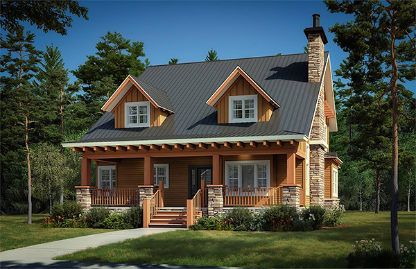 A Rustic Two-Story Cottage with 1,825 Square Feet, Three Split Bedrooms, and an Eat-In Kitchen