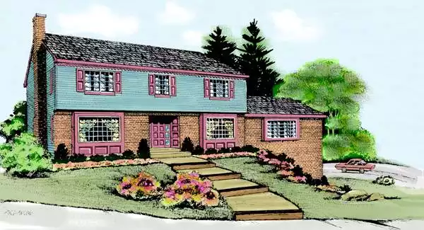 image of colonial house plan 3836