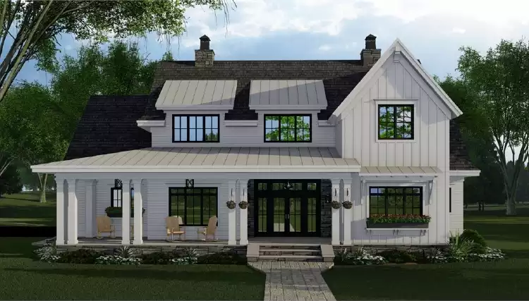 image of 2 story farmhouse plans with porch plan 7811