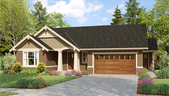 Stunning Front View Featuring Columns and Double Garage