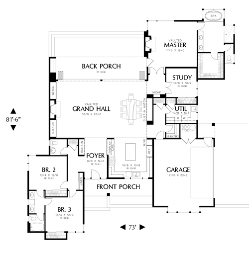 First Floor Plan image of Saxon House Plan