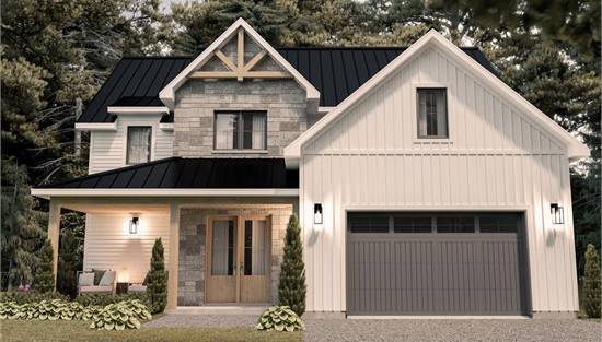 Striking Front View with Gable Roof and Craftsman Elements