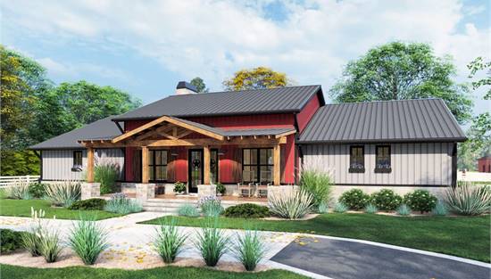 Ranch Style Barndominium with Metal or Wood Framing Options