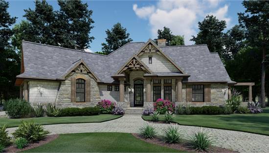 Gorgeous Ranch Style Craftsman with Covered, Columned Entry