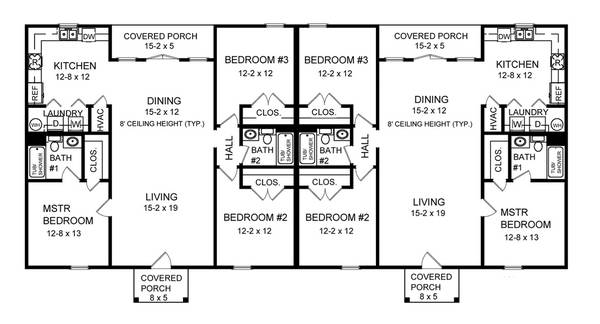 Three Bedroom Duplex House Plans