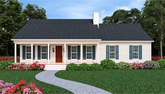 Lovely Front Rendering with Columned Front Porch