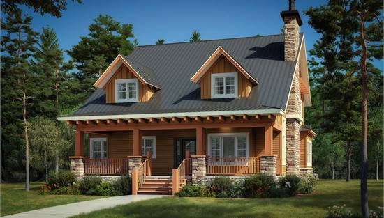Two Story Cottage Featuring Covered Front Porch and Dormers