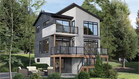Gorgeous Rear Elevation with Multiple Balconies