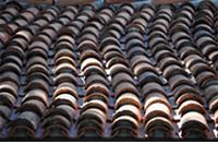 Mission style clay tiles with serpentine patterns