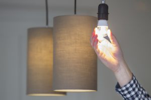 changing a light bulb