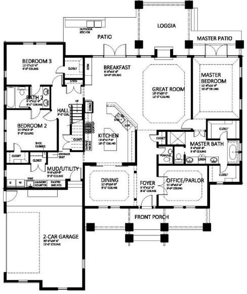 3 Bedroom House Floor Plans With Garage