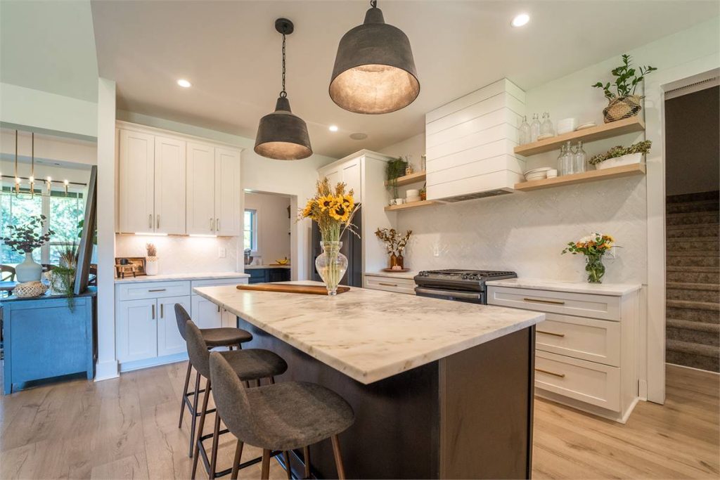 kitchen with open shelving