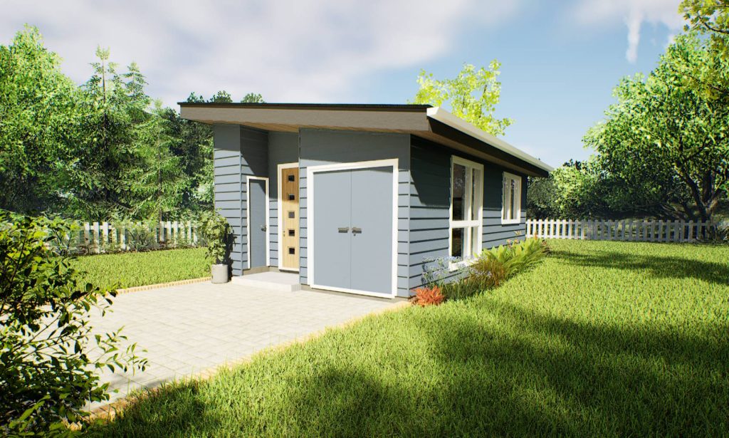 one of our newest tiny modern home plans with one bedroom