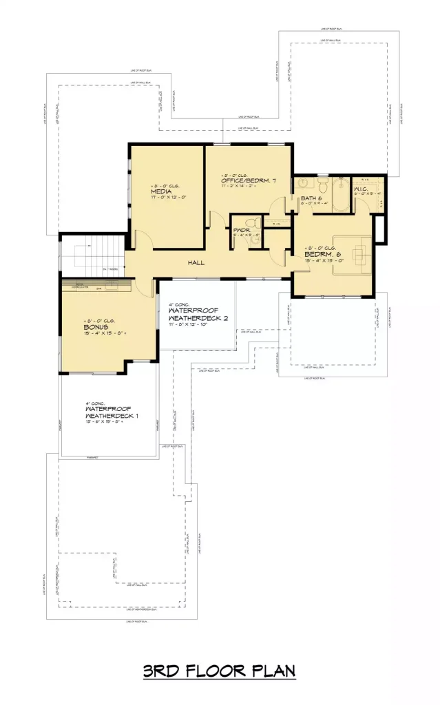 a third floor plan with two suites