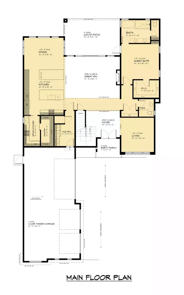 a first floor plan with a guest suite