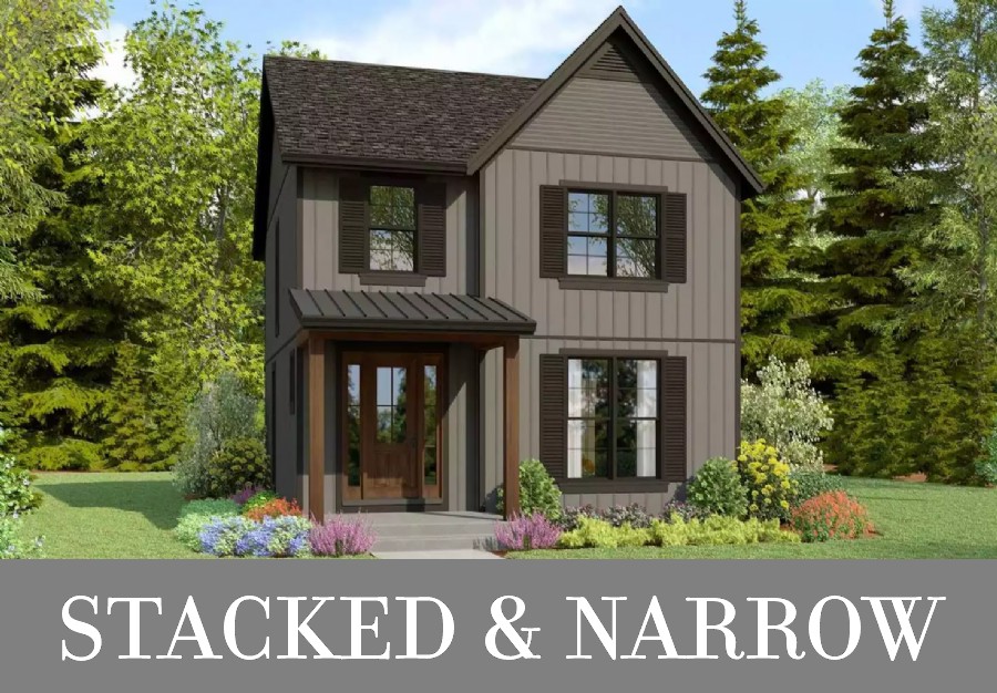 A  Compact Two-Story Country Home with 1,658 Square Feet and Three Grouped Bedrooms