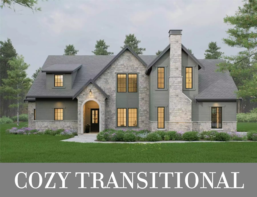 A Grand Two-Story Transitional Home with Five Bedrooms, an Office, and a Cozy Rec Room