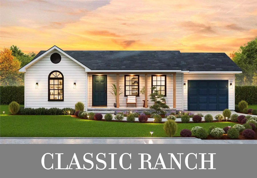 A Two-Bedroom Ranch with a Galley Kitchen and a One-Car Garage