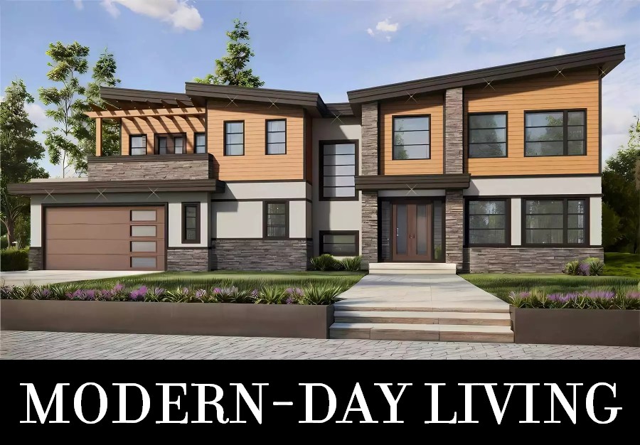 A Two-Story Contemporary Home with Three Bedrooms Made for a Wide Lot with Less Depth