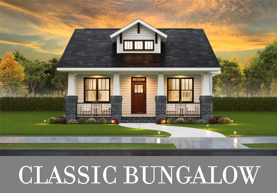 A Narrow One-Story Bungalow with Three Bedrooms and Formal Living Spaces in 1,382 Square Feet