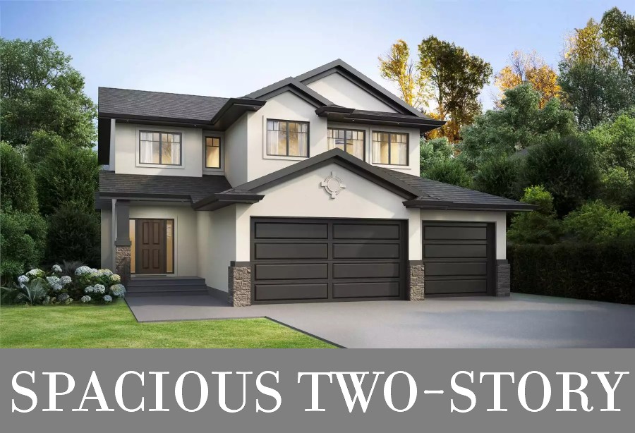A Two-Story Transitional Home with a Three-Car Garage in Front and 2,605 Square Feet Inside
