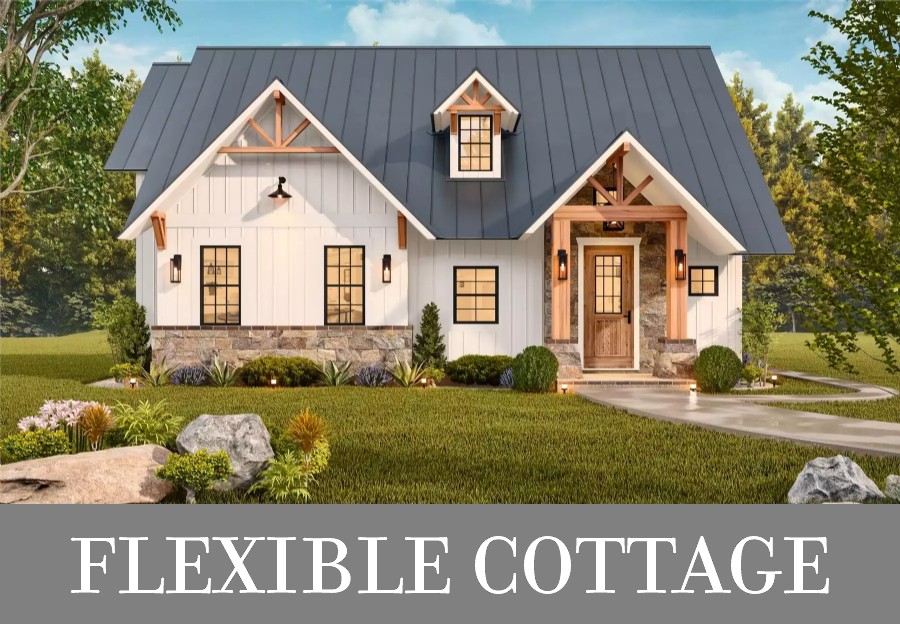 A Small Cottage with Two Bedrooms on the Main Floor and One Upstairs, Plus Built-In Loft Bunks