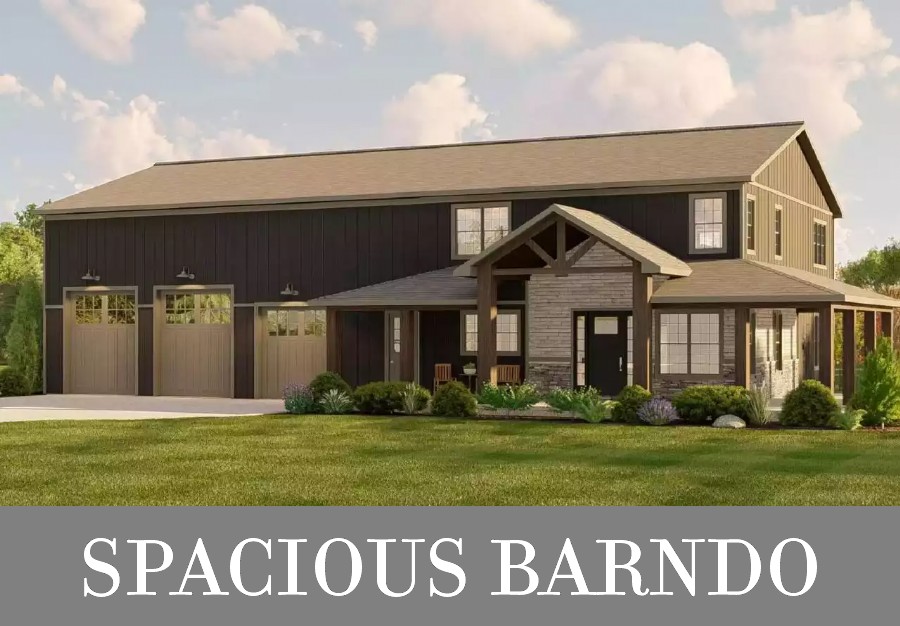 A Two-Story Barndo with Four Split Bedrooms and a Unique Main-Level Bonus Room