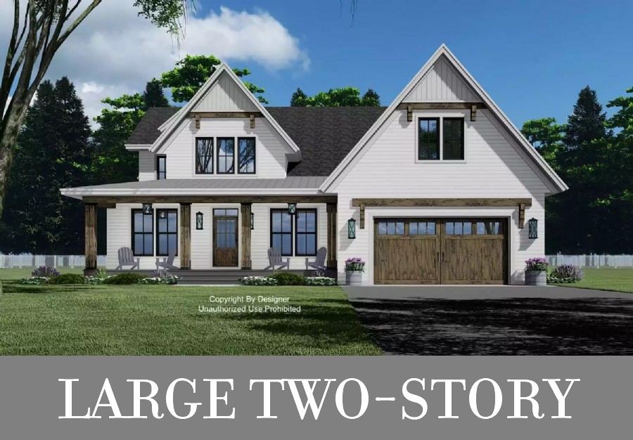 A Large Two-Story Farmhouse with Five Split Bedrooms, Open Living, Formal Dining, and an Office