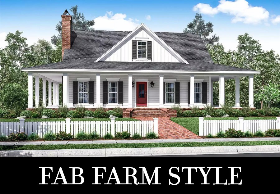 A Modest Two-Story Farmhouse with Open Living, Split Bedrooms, and a Full Wraparound Porch