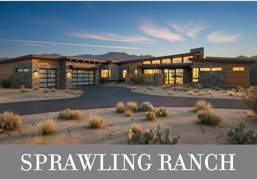 A Luxury Modern Ranch with a Sprawling Layout, 3 Bedroom Suites, Open Living, an Office, and More