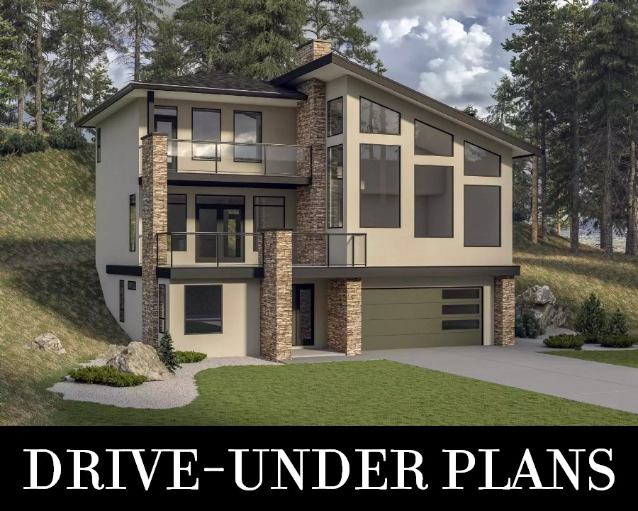 A Stacked Modern Home with a Workshop Drive-Under Garage, Bright Spacious Living, and 4 Beds