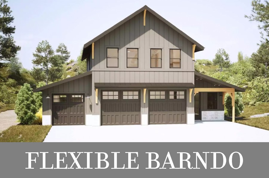 A Barndo with Garage, Gym, and Dog Space with a Boosted 2-Bed, 2-Bath Interior Above
