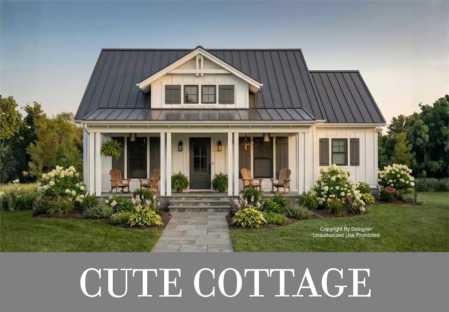 A 1,004-Square-Foot Cottage with Vaulted Open Living in Front and 2 Bedrooms in Back