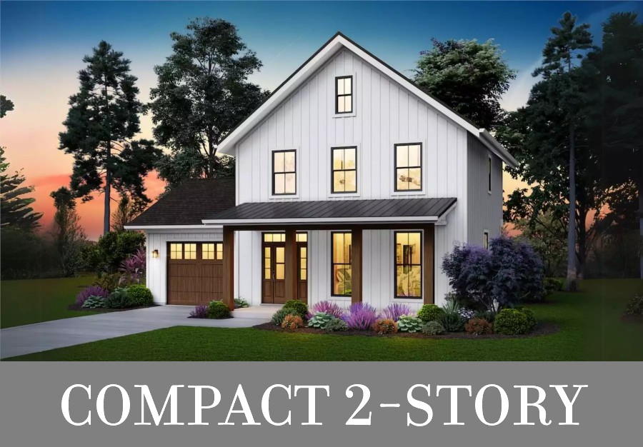 A Simple 1,394-Square-Foot Farmhouse with 3 Bedrooms Upstairs and an Optional Garage