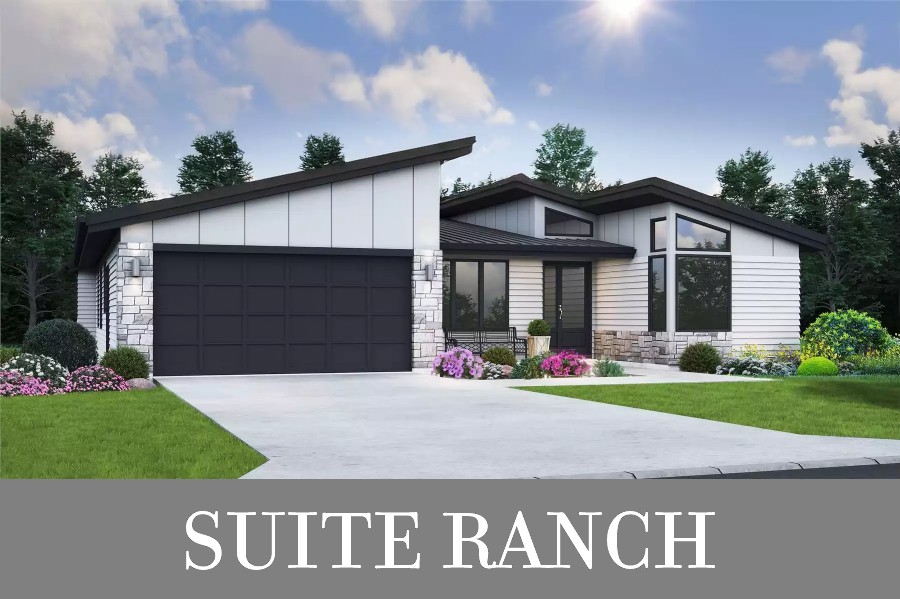 A Mid-Mod Ranch with 2,377 Square Feet, 3 Bedroom Suites, Open Living, and an Office