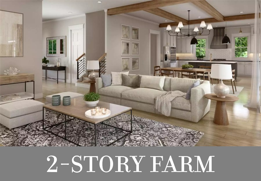 A Large 2-Story Farmhouse with 3,216 Square Feet, 4 Bedrooms, 3.5 Baths, and a Linear Great Room