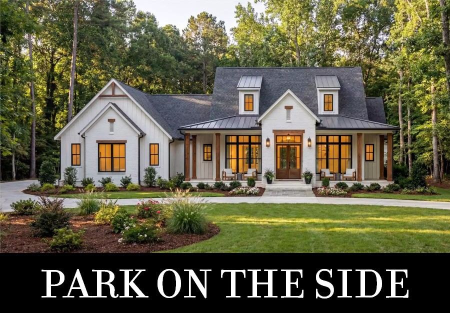 A Modern Farmhouse with 2,143 Square Feet, 3 Bedroom Suites, Open Living, and a Side-Entry Garage