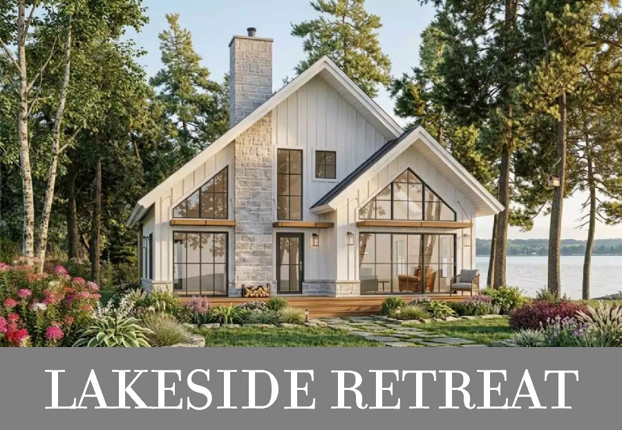 A Bright Lake Cottage with 3 Split Bedrooms, 2.5 Bathrooms, Open Living, and Large Windows