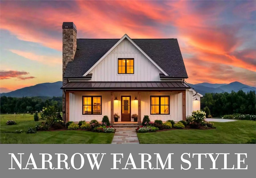A Farmhouse Cottage with 3 Split Bedrooms, 2.5 Baths, Open Living, and a Side-Entry Garage in Back