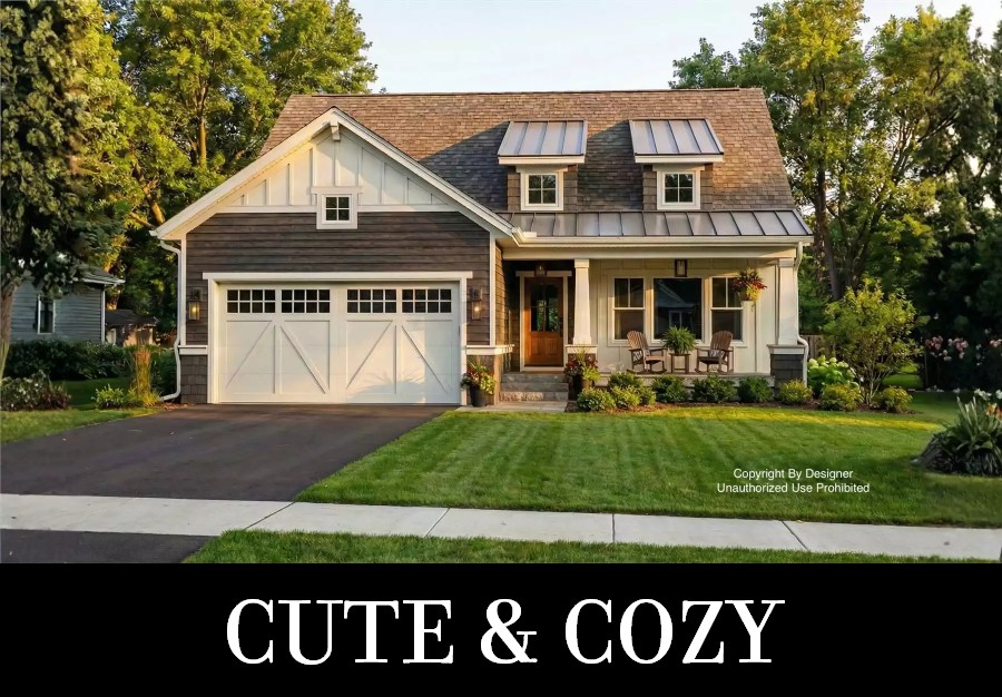 A Narrow Cottage with Open Living, 3 Bedrooms, 2 Bathrooms, and a Front 2-Car Garage