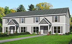 This Simple-to-Build Duplex Gives Everybody Their Own Space with Four Bedroom Suites per Unit