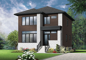 A 26'-Wide Modern Design with Two-Door Entry, Eat-in Kitchen, and Three Bedrooms Upstairs