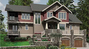 This Plan Has Four Bedrooms, an Office and Study, and Front Garages and a Side Porte Cochere