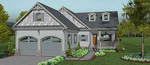 This Small Design Features an Eat-in Kitchen, Grouped Bedrooms, and a Huge Wraparound Porch