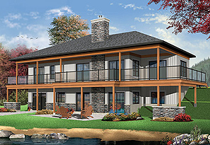 A Large Design with Main-Level Master, Wraparound Deck, and Bedrooms with Extra Living Downstairs